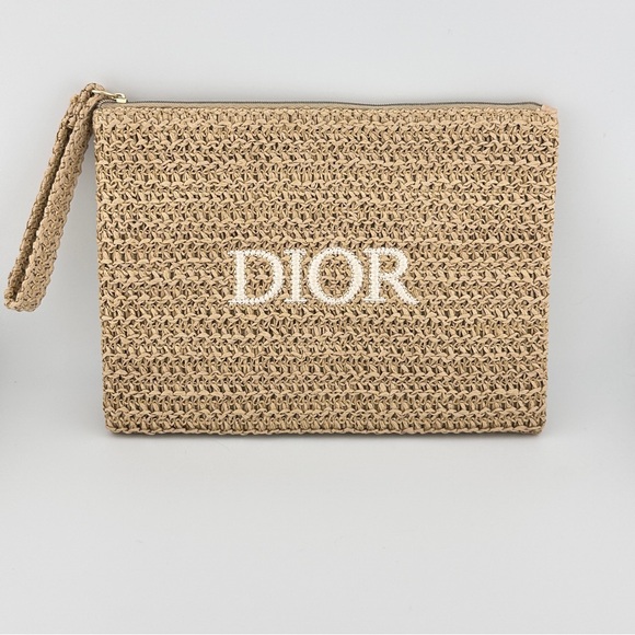🆕 DIOR Tan Raffia Clutch Authentic & NIB 🔥Hot for Summer 🔥 - Picture 5 of 6